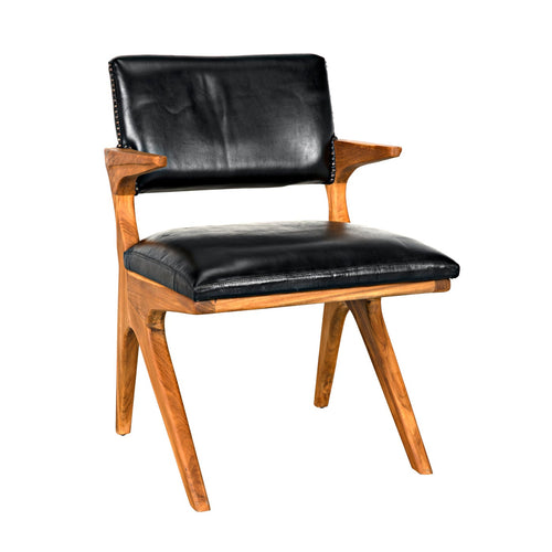 Noir Dolores Chair, Teak With Leather