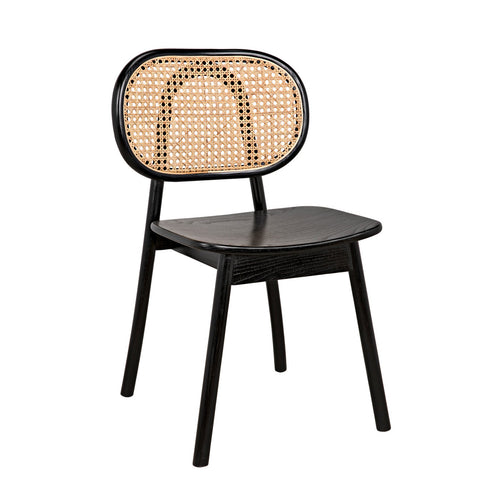 Noir Brahms Chair, Charcoal Black With Caning