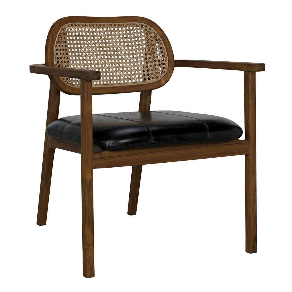Noir Tolka Chair, Teak With Leather Seat