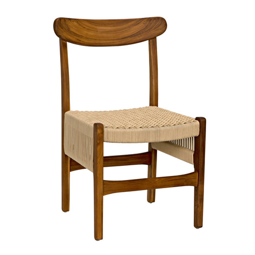 Noir Shagira Chair, Teak With Woven Rope