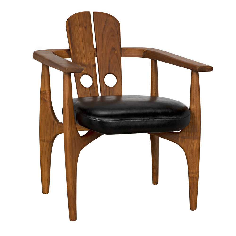 Noir Kato Chair, Teak With Leather