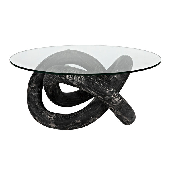 Noir Phobos Coffee Table, Cinder Black With Glass