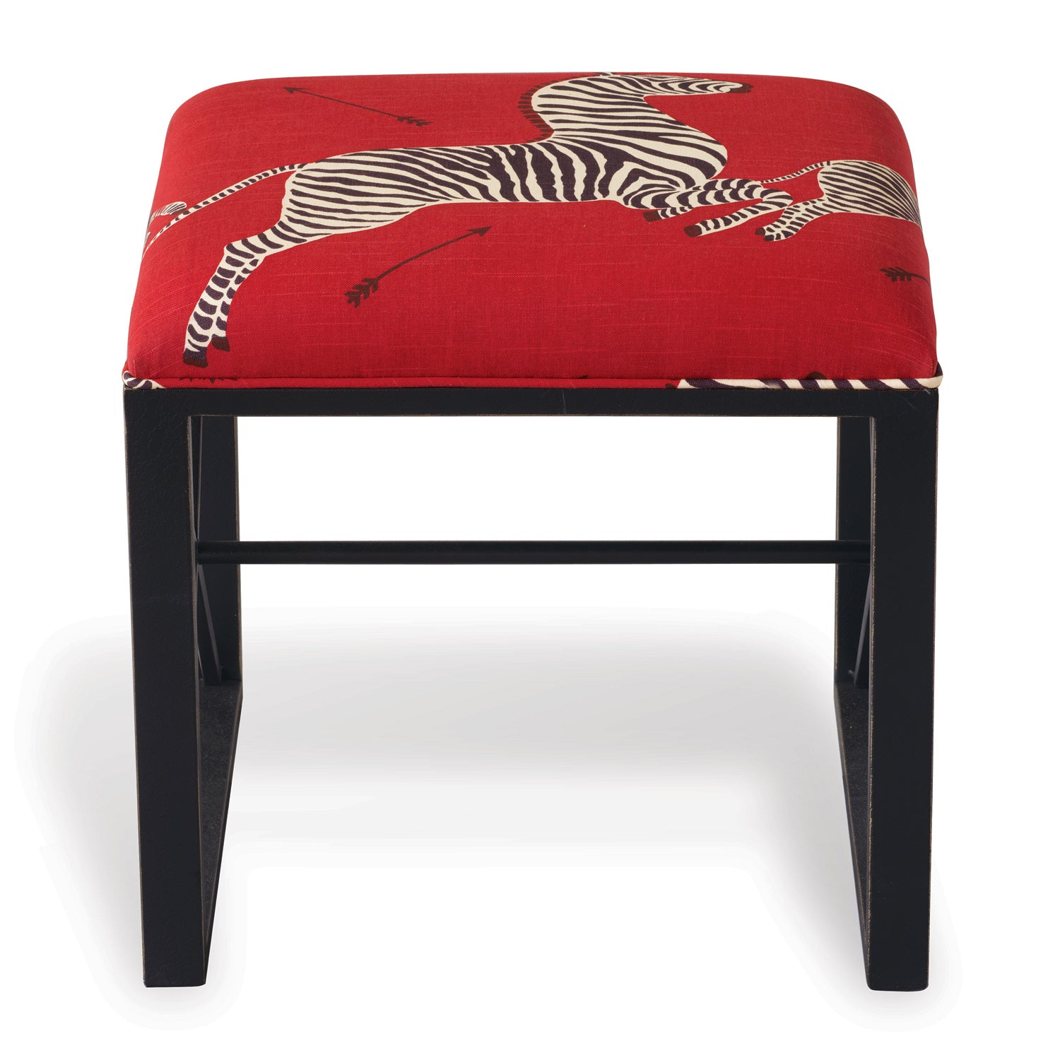 Scalamandre for Port 68 Medallion Black Le Zébre Single Bench in Red