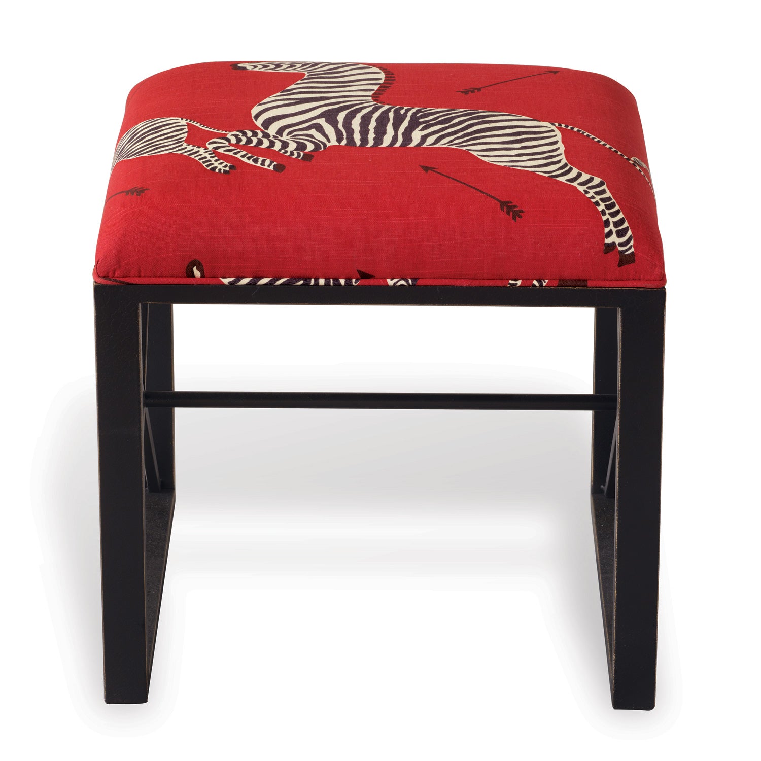 Scalamandre for Port 68 Medallion Black Le Zébre Single Bench in Red