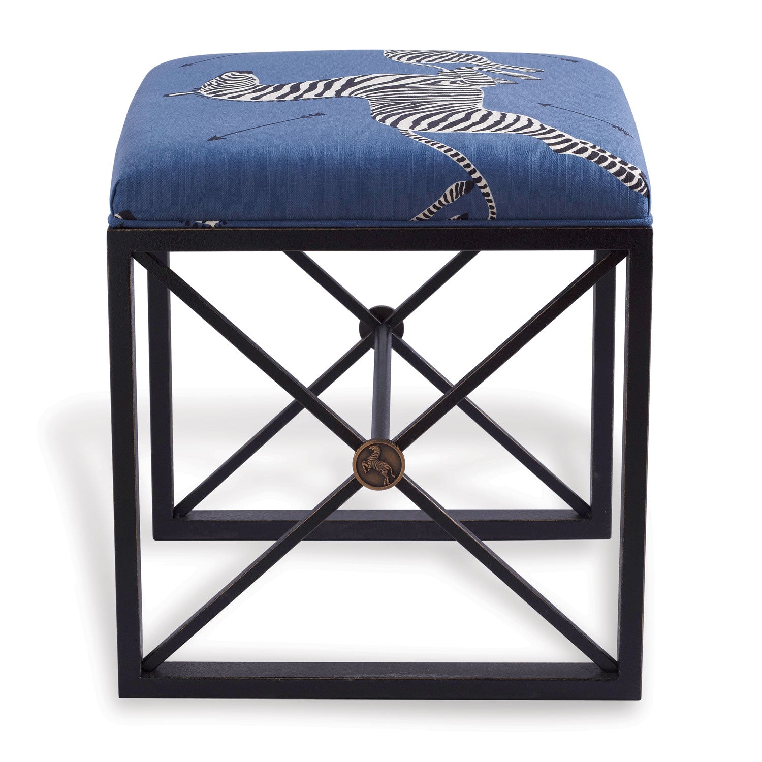 Scalamandre for Port 68 Medallion Bench, Blue Zebra