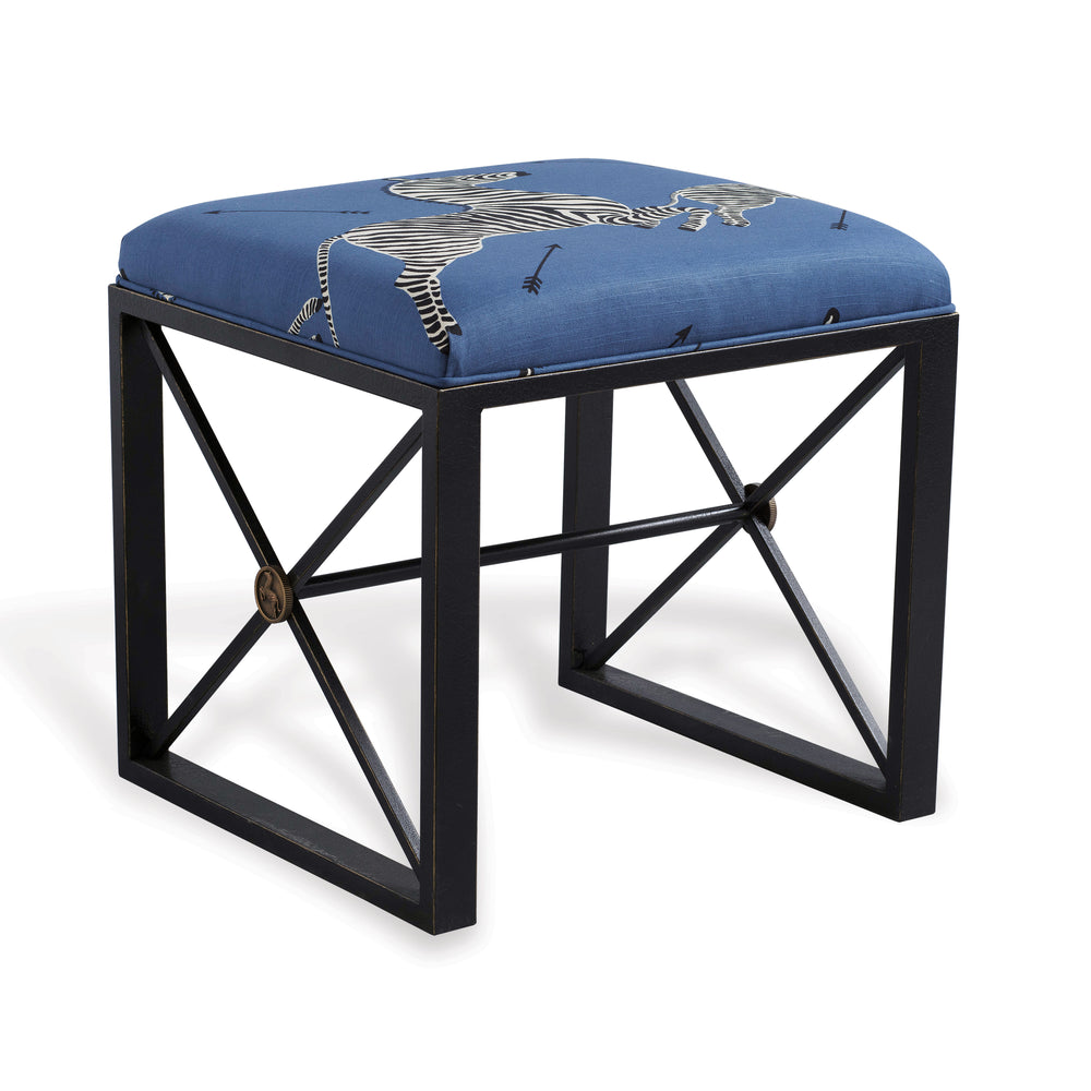 Scalamandre for Port 68 Medallion Bench, Blue Zebra
