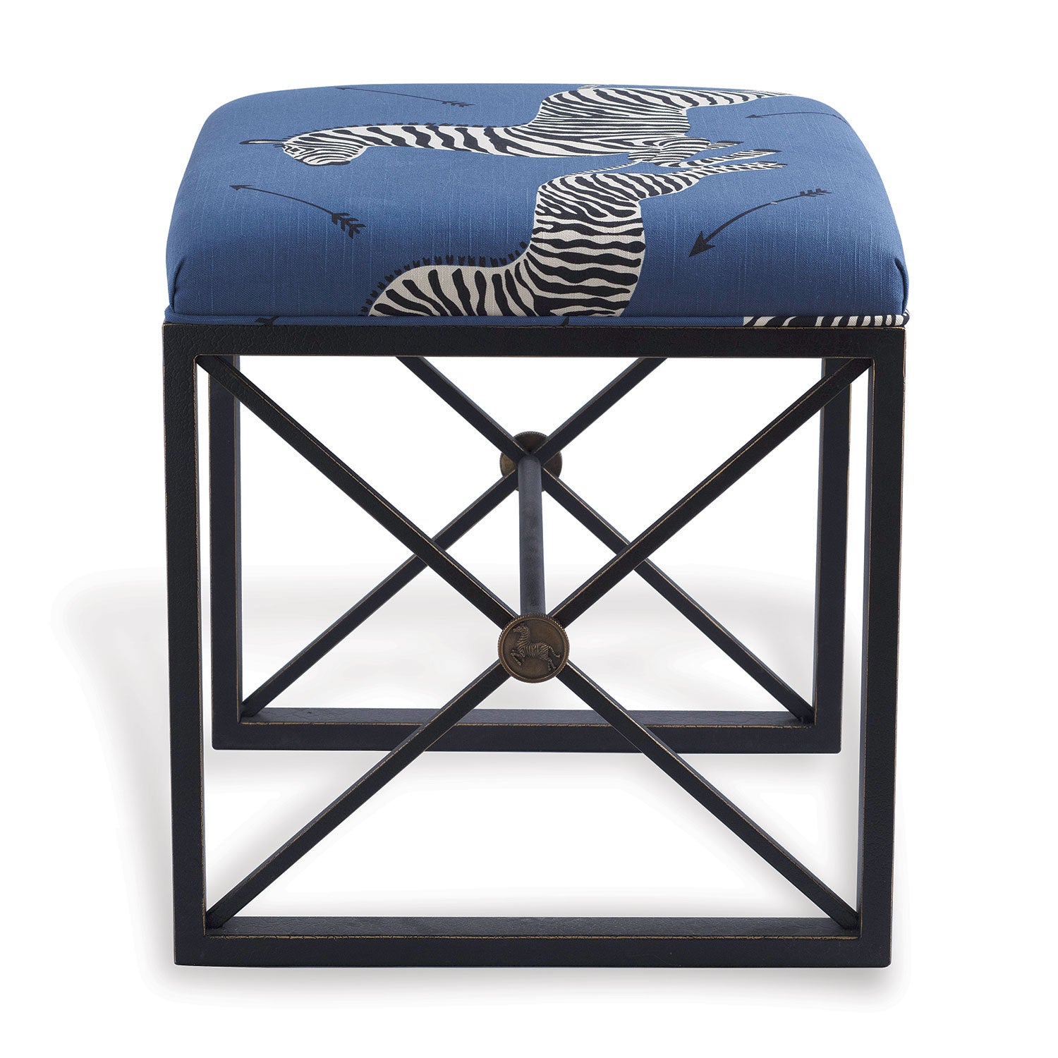 Scalamandre for Port 68 Medallion Bench, Blue Zebra