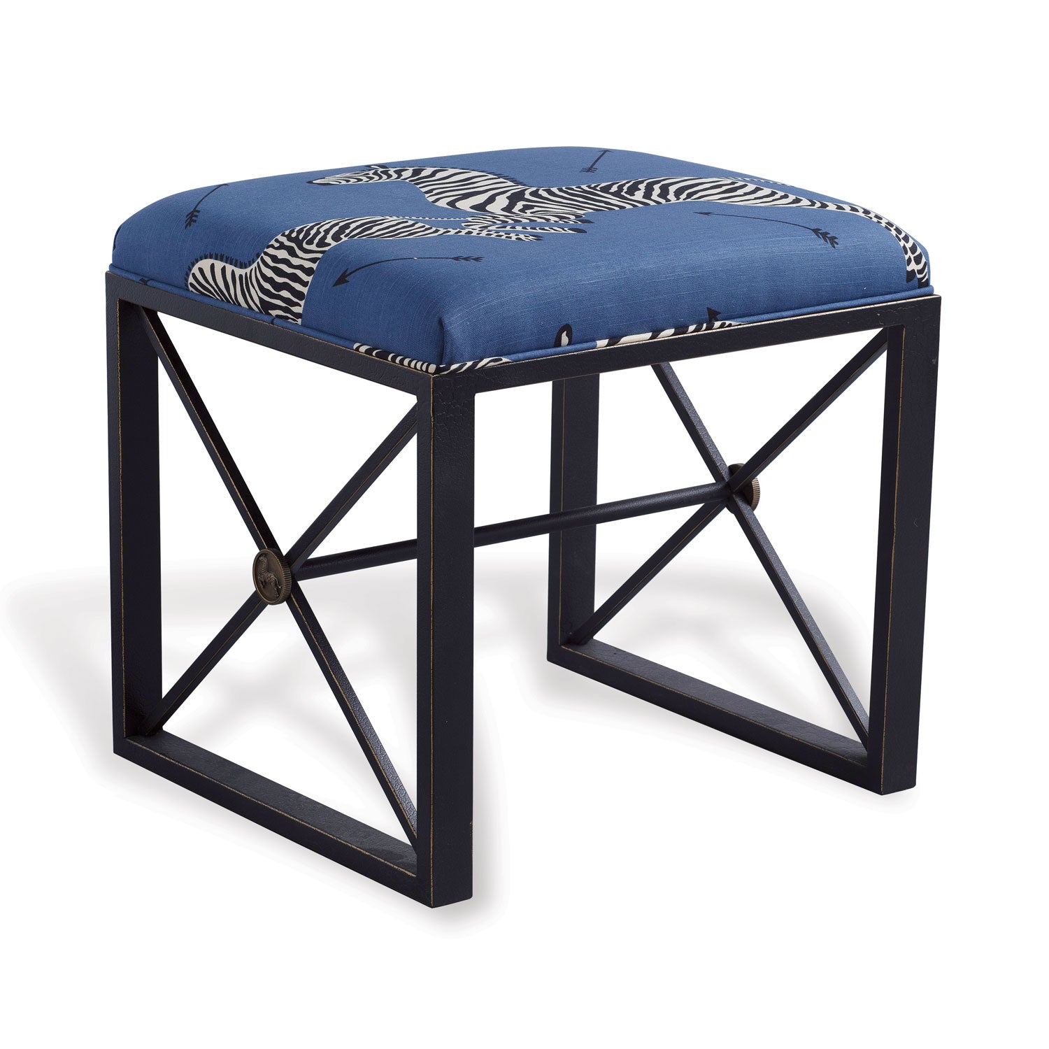 Scalamandre for Port 68 Medallion Bench, Blue Zebra