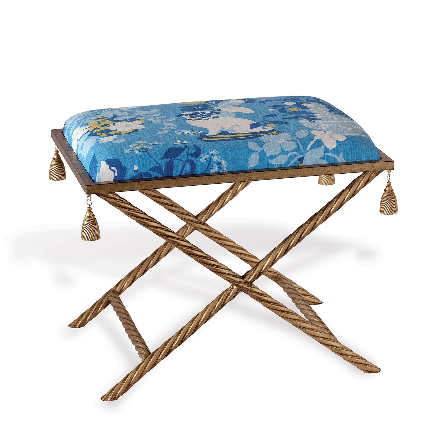 Madcap Cottage Delfern Gold Manor Born Pug Bench