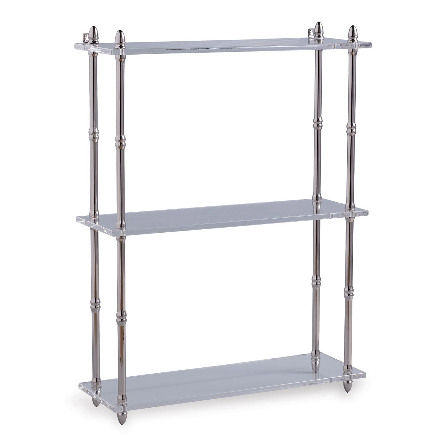 Port 68 Carmel Wall Shelf in Nickel and White, Wide