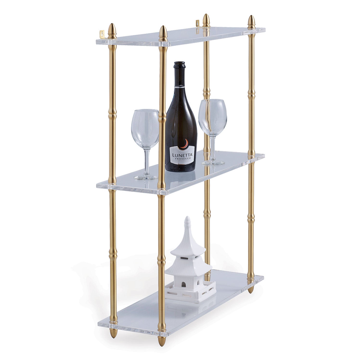 Carmel Brass and Lucite Wall Shelf by Port 68, Wide