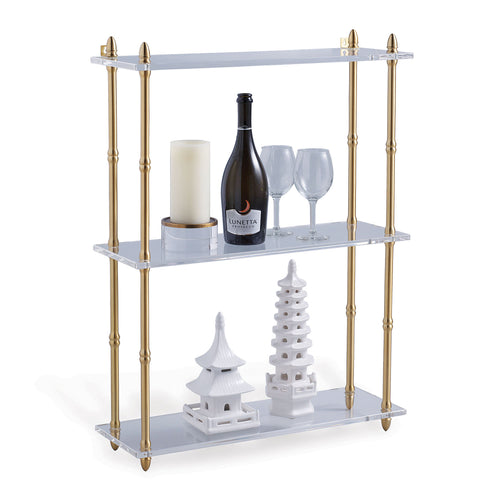 Carmel Brass and Lucite Wall Shelf by Port 68, Wide