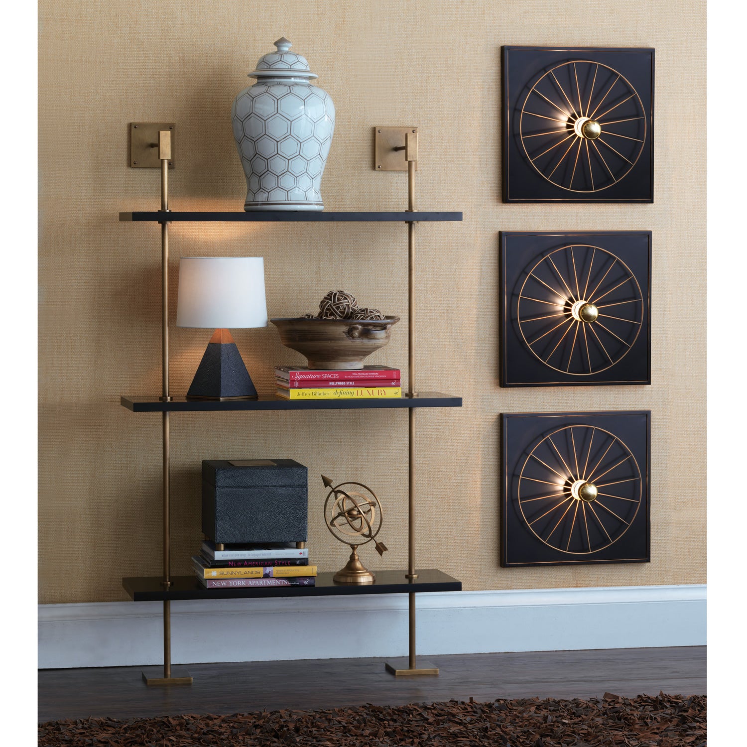 Port 68 Marais Black and Aged Brass Shelf
