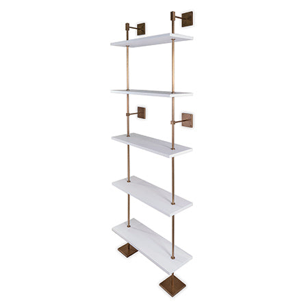 Port 68 Marais 3-Tier White and Aged Brass Shelf