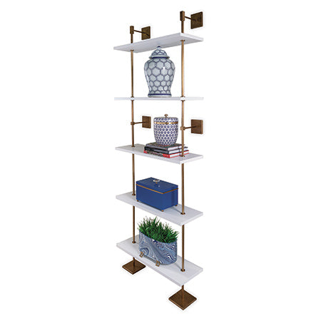 Port 68 Marais 3-Tier White and Aged Brass Shelf