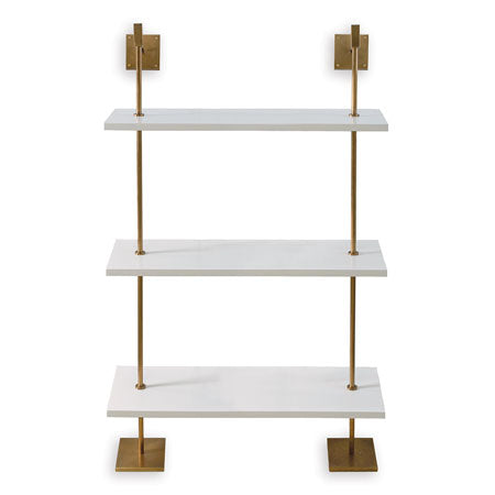 Port 68 Marais 3-Tier White and Aged Brass Shelf