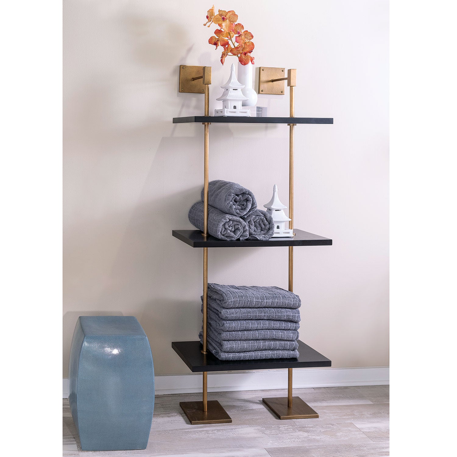 Port 68 Marais Black and Aged Brass Shelf