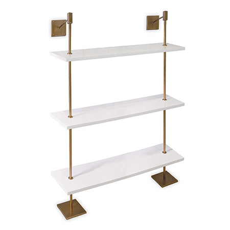 Port 68 Marais 3-Tier White and Aged Brass Shelf
