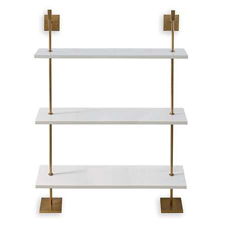 Port 68 Marais 3-Tier White and Aged Brass Shelf