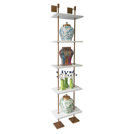 Port 68 Marais 3-Tier White and Aged Brass Shelf