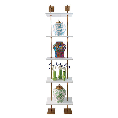 Port 68 Marais 3-Tier White and Aged Brass Shelf