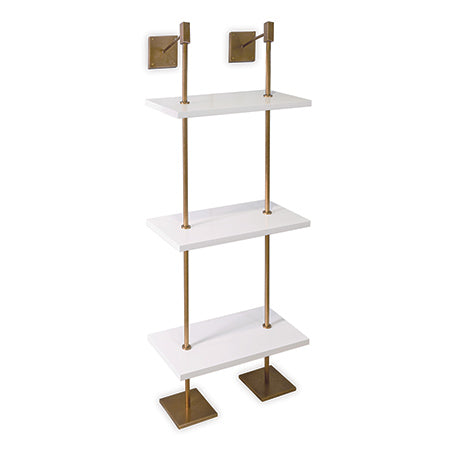 Port 68 Marais 3-Tier White and Aged Brass Shelf