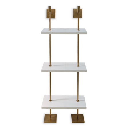 Port 68 Marais 3-Tier White and Aged Brass Shelf