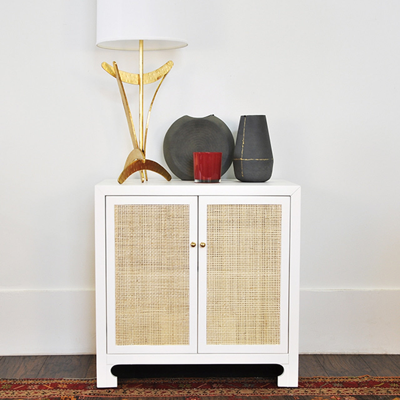 Worlds Away Alden Cane Front Cabinet