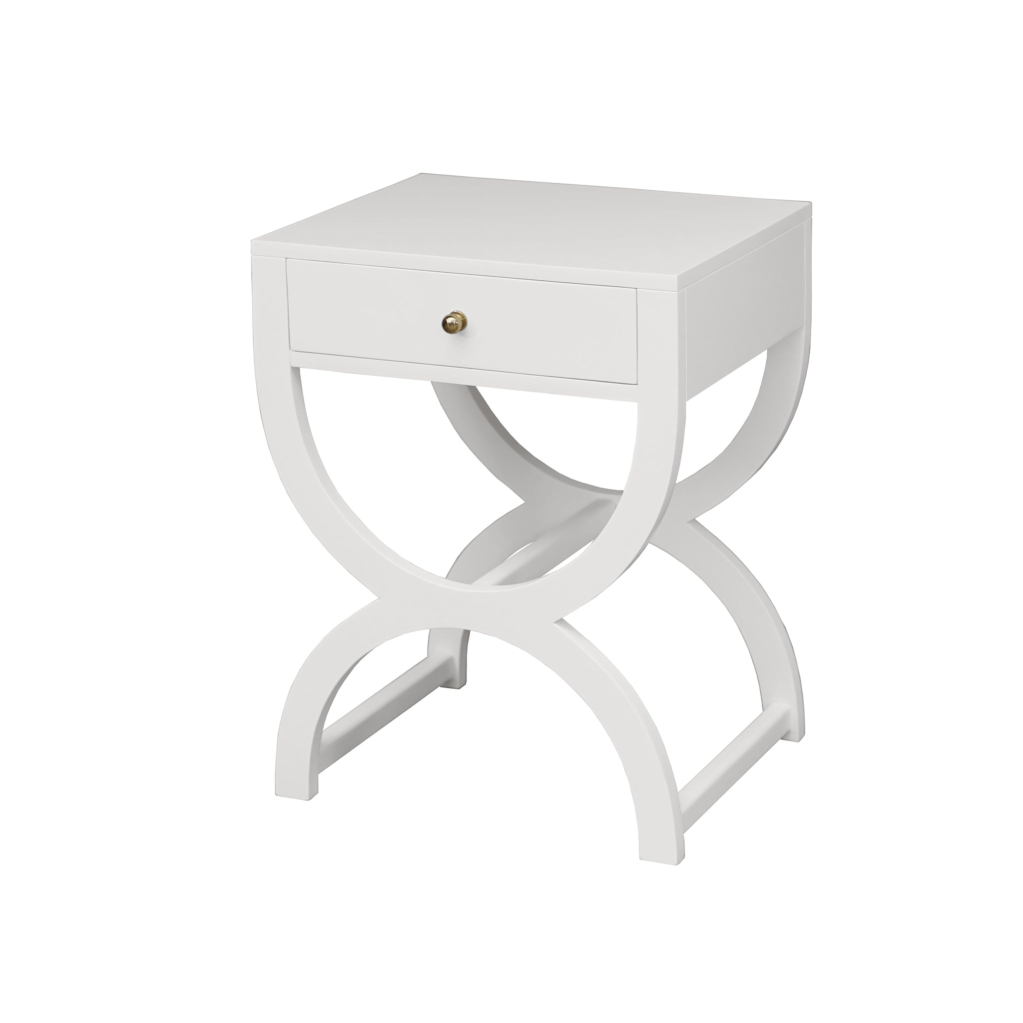 Worlds Away Alexis White Side Table or Nightstand