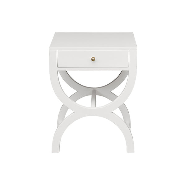 Worlds Away Alexis White Side Table or Nightstand