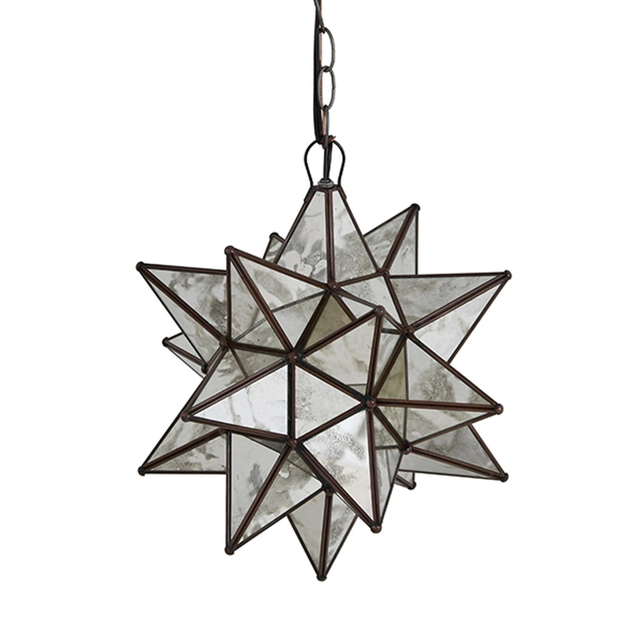 Worlds Away Star Pendant Light in Antique Mirror