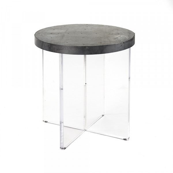 Zentique Alf Side Table Rustic Galvanized Tin