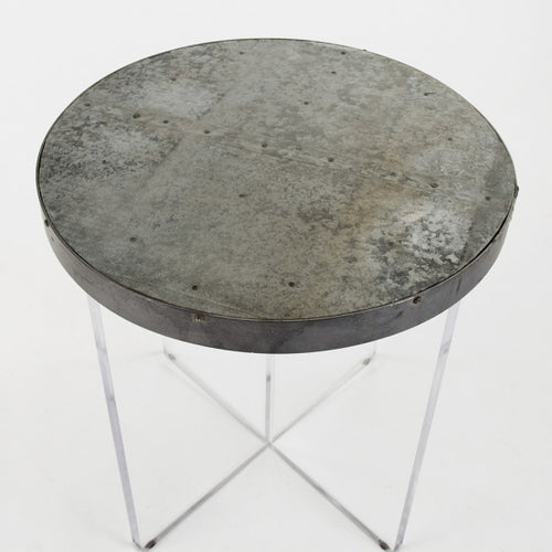 Zentique Alf Side Table Rustic Galvanized Tin