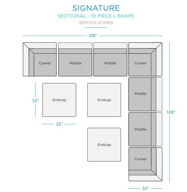 Signature 10 Piece L-Shape Outdoor Sectional