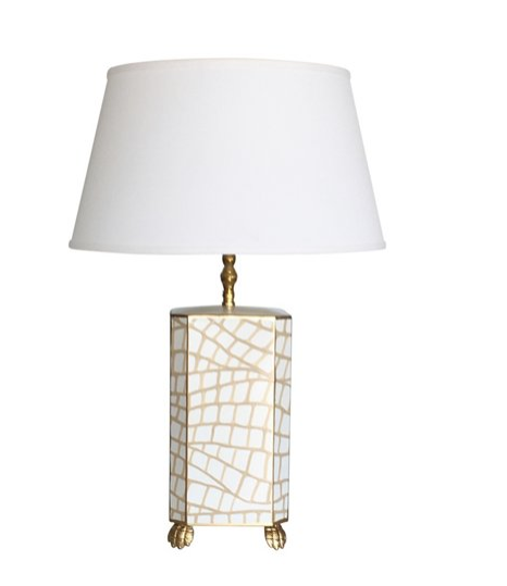 Dana Gibson Croc Lamp in White/Gold