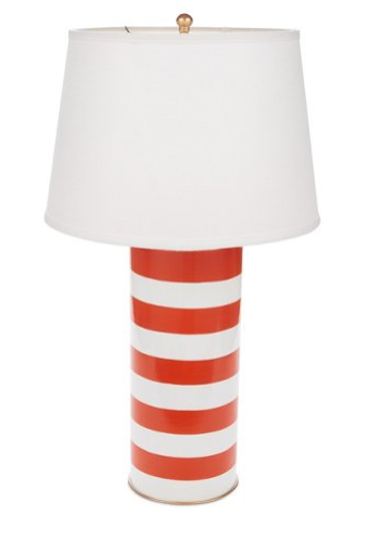 Dana Gibson Stacked Table Lamp, Orange Stripe