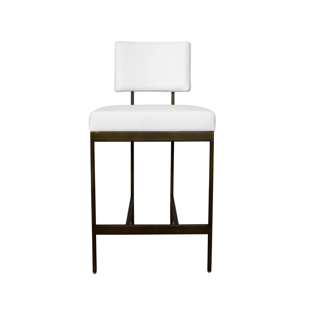 Worlds Away Baylor Counter Stool in Nickel and White