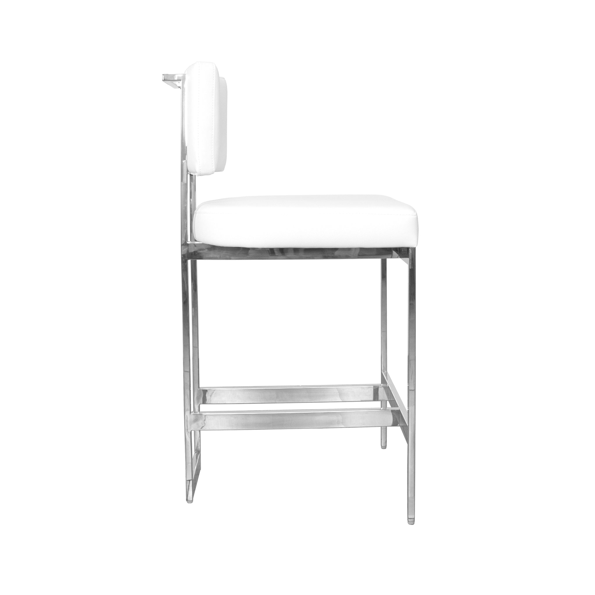 Worlds Away Baylor Counter Stool in Nickel and White