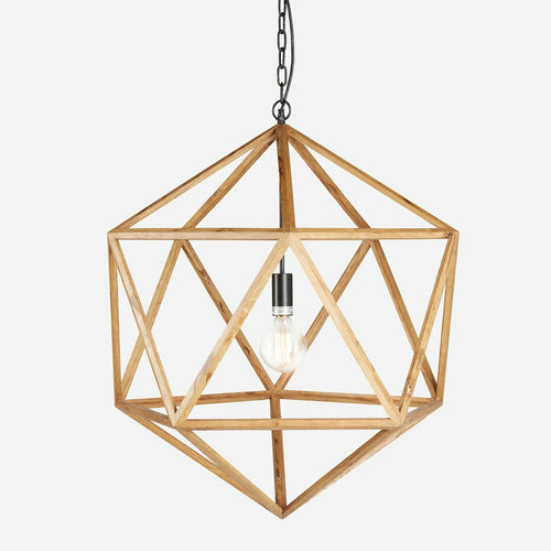 BoBo Intriguing Objects Wooden Polyhedron Chandelier- Natural, Large