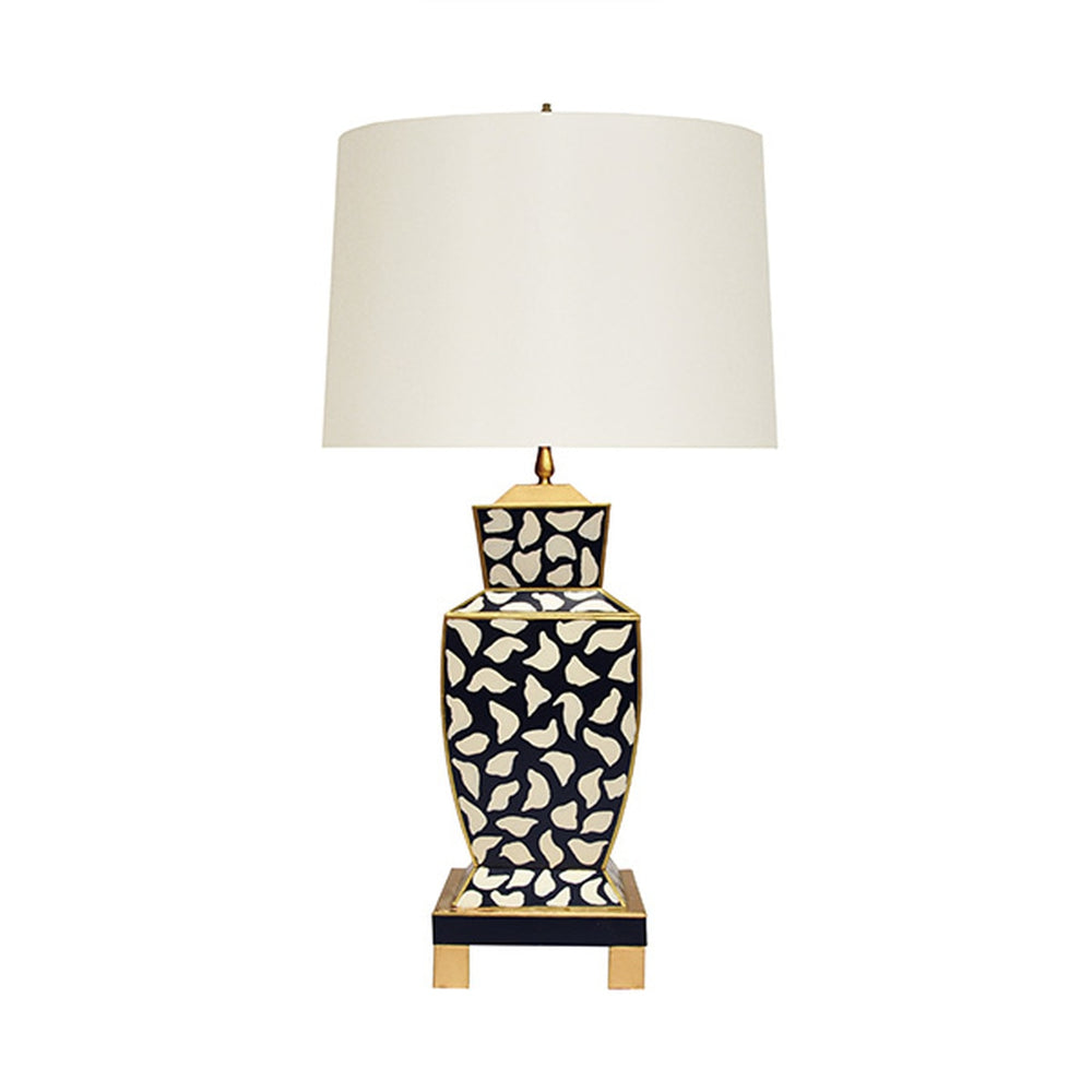 Worlds Away Bianca Table Lamp, Black and White Leopard