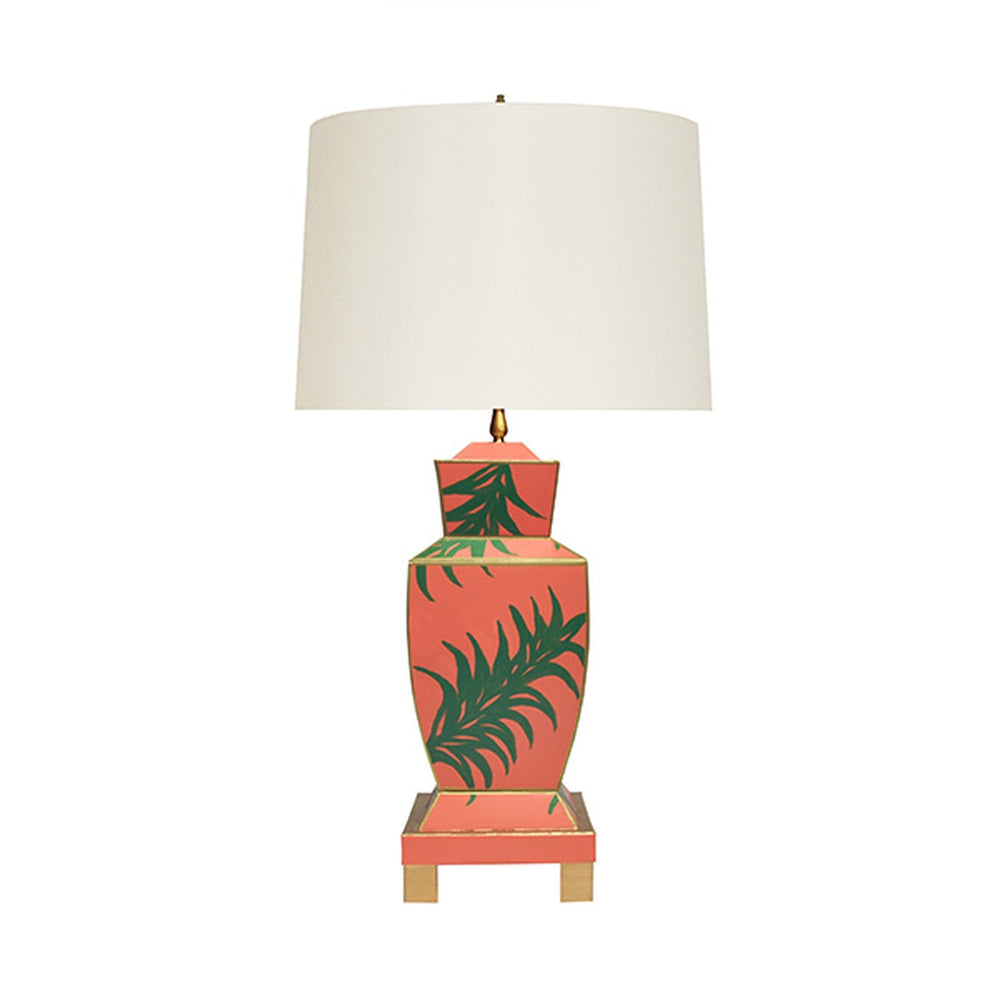 Worlds Away Bianca Palm Lamp in Salmon Pink