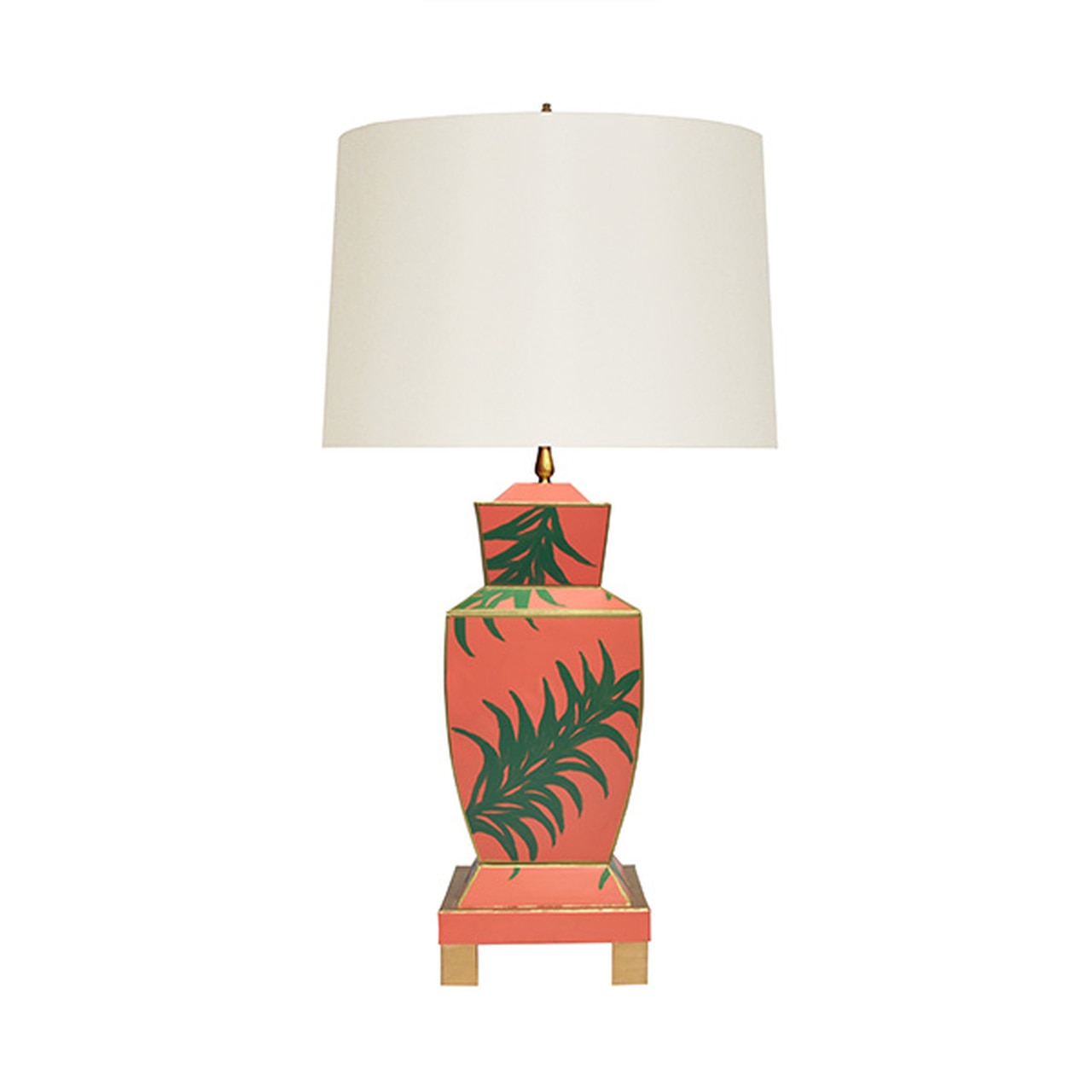 Worlds Away Bianca Palm Lamp in Salmon Pink