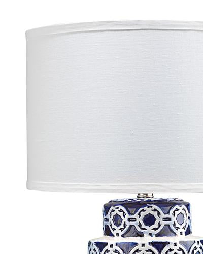 Marina Table Lamp In Blue & White Ceramic