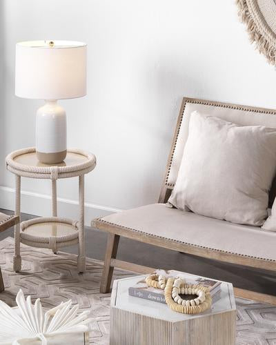 Ashwell Table Lamp In White/Natural Ceramic Lifestyle by JY