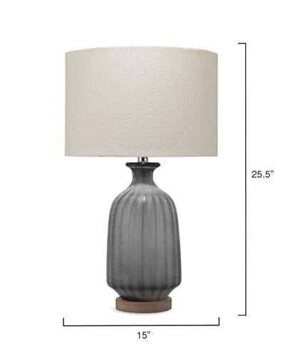 Grey Frosted Glass Table Lamp With Shade