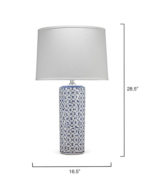 Vivian Table Lamp In Blue & White Ceramic Lifestyle by JY
