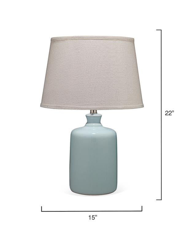 Light Blue Milk Jug Table Lamp With Tapered Shade Lifestyle by JY