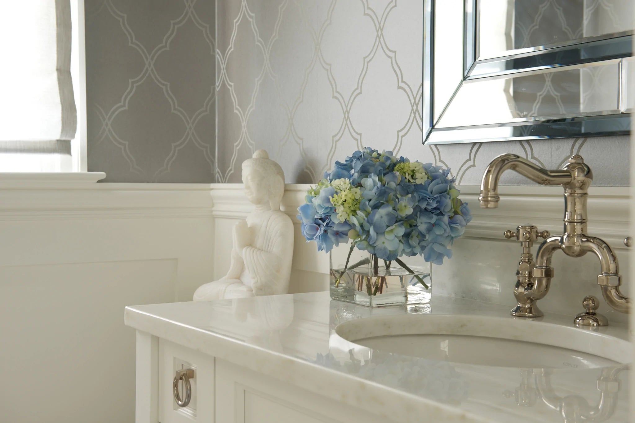 Diane James Blue Hydrangea Snowball Boquet