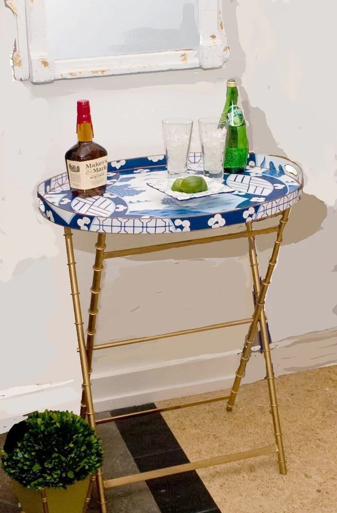 Dana Gibson Canton Blue Tray with Optional Table