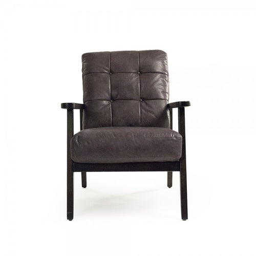 Zentique Haydee Chair Dark Brown Frame, Grey Blue Leather